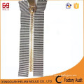 Hot sale new fashion golden brass no.8 metal elastic zipper with multi color streak tape